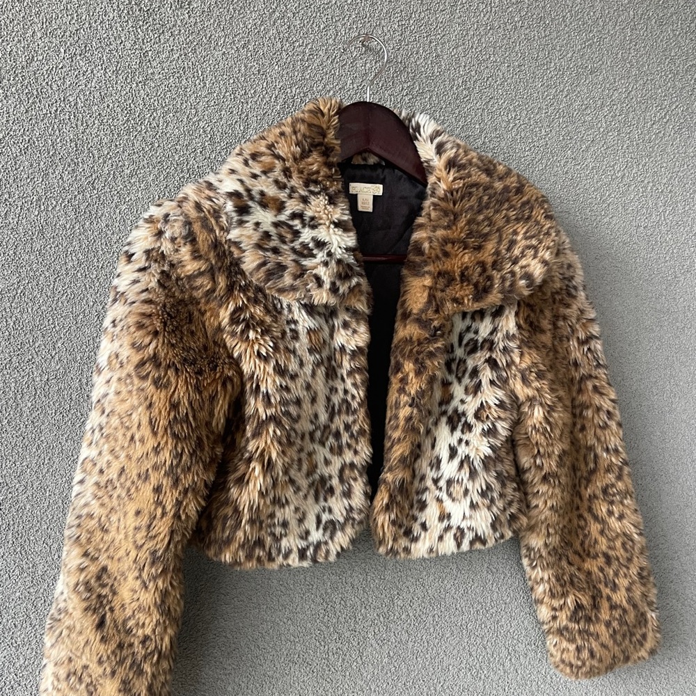 The Children’s  Place Faux Fur Bolero  Black and Cream Jacket